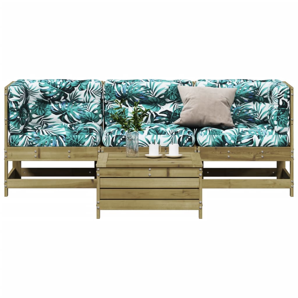 vidaXL Salon de jardin 4 pcs avec coussins, bois de pin imprégné