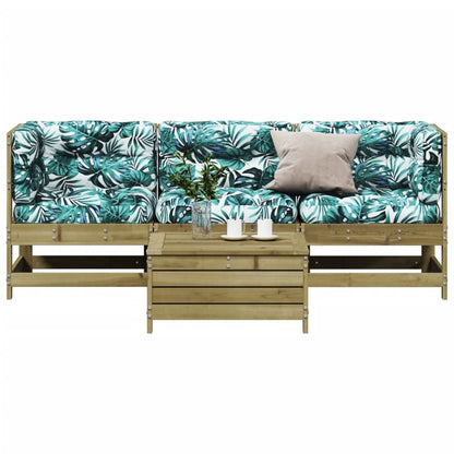 vidaXL Salon de jardin 4 pcs avec coussins, bois de pin imprégné