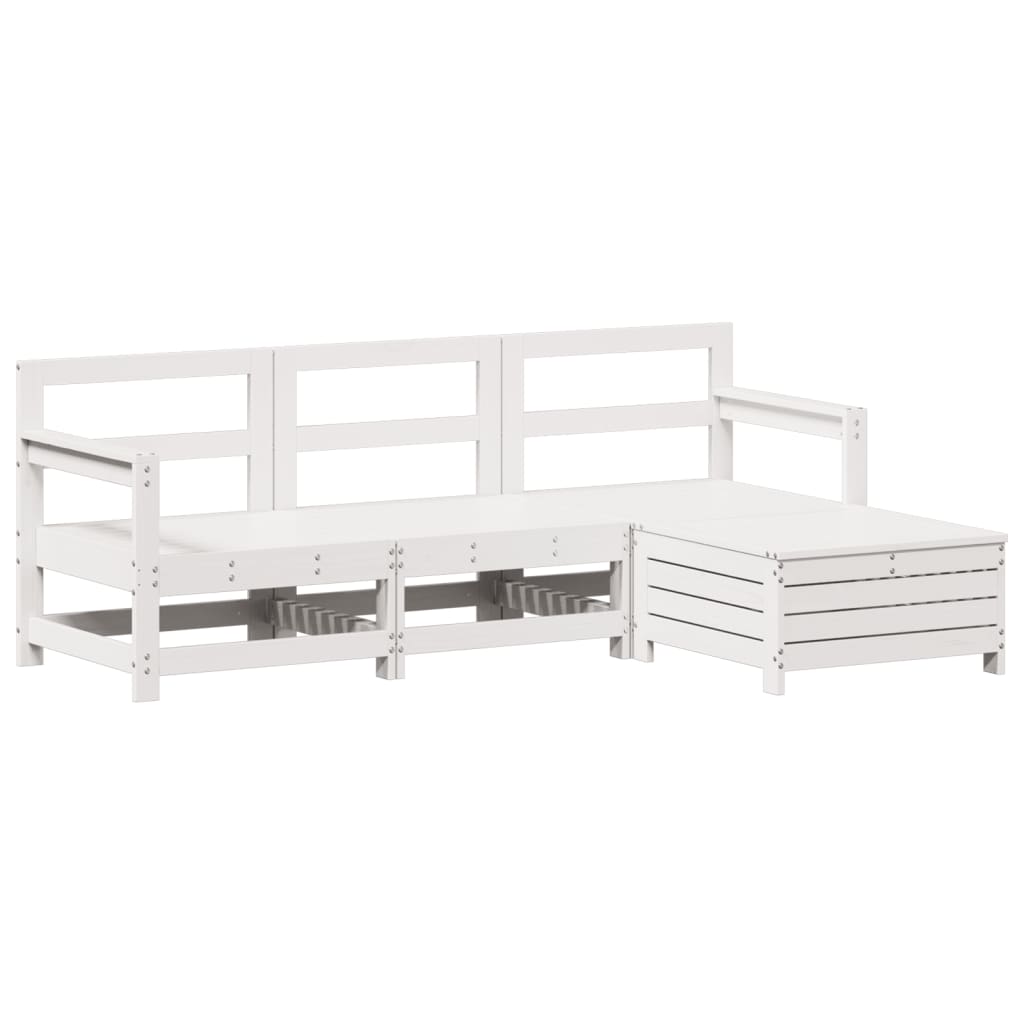 vidaXL 4-tlg. Garten-Sofagarnitur Weiß Massivholz Kiefer