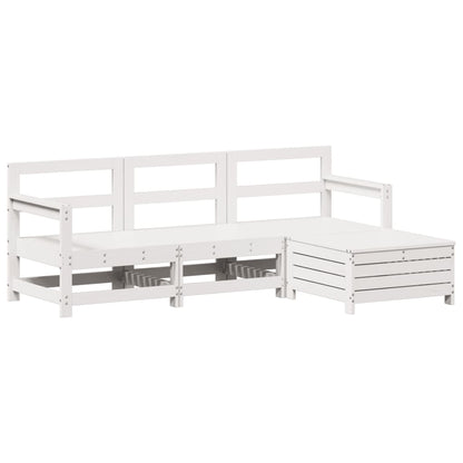 vidaXL 4-tlg. Garten-Sofagarnitur Weiß Massivholz Kiefer