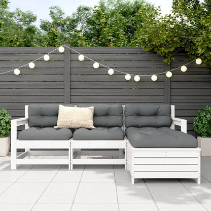 vidaXL 4-tlg. Garten-Sofagarnitur Weiß Massivholz Kiefer