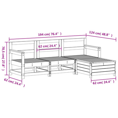 vidaXL 4-tlg. Garten-Sofagarnitur Weiß Massivholz Kiefer