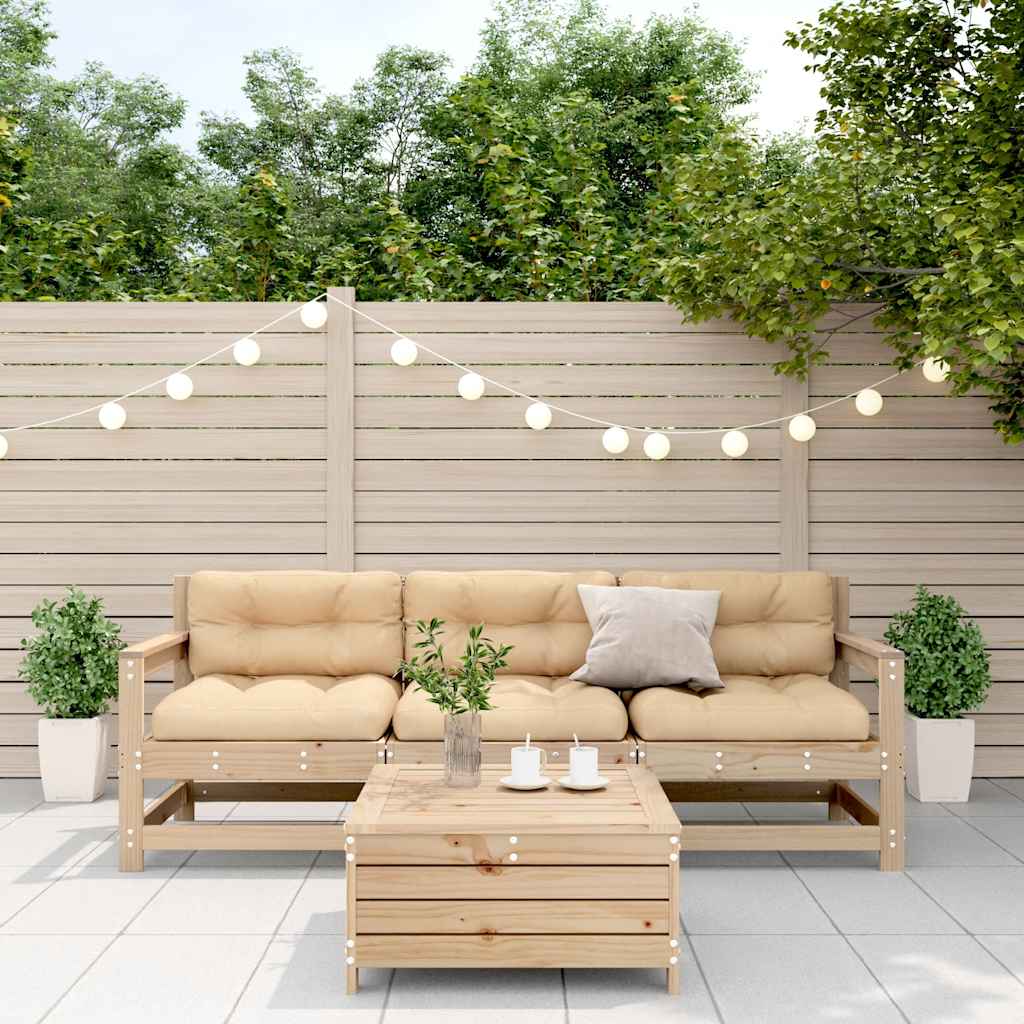 vidaXL Salon de jardin 4 pièces avec coussins en pin massif