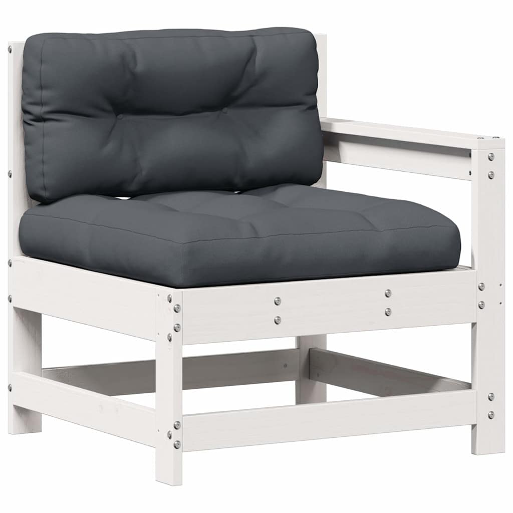 vidaXL 4-tlg. Garten-Lounge-Set mit Kissen Weiß Massivholz Kiefer