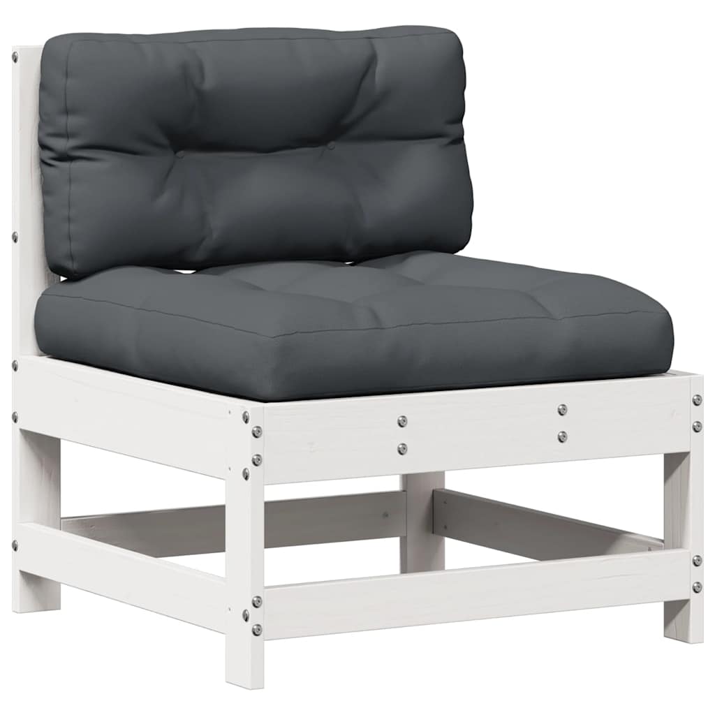 vidaXL 4-tlg. Garten-Lounge-Set mit Kissen Weiß Massivholz Kiefer