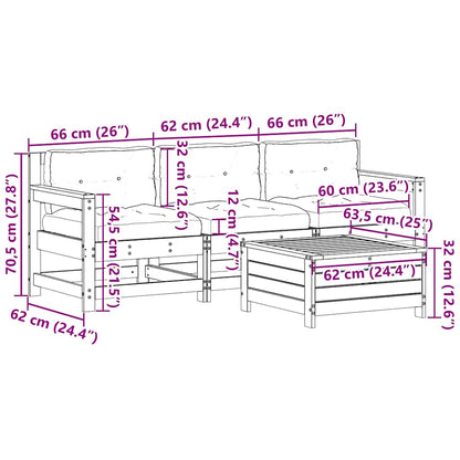 vidaXL 4-tlg. Garten-Lounge-Set mit Kissen Weiß Massivholz Kiefer