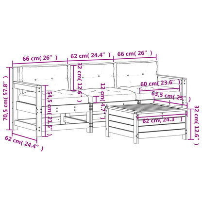 vidaXL 4-tlg. Garten-Lounge-Set mit Kissen Massivholz Douglasie