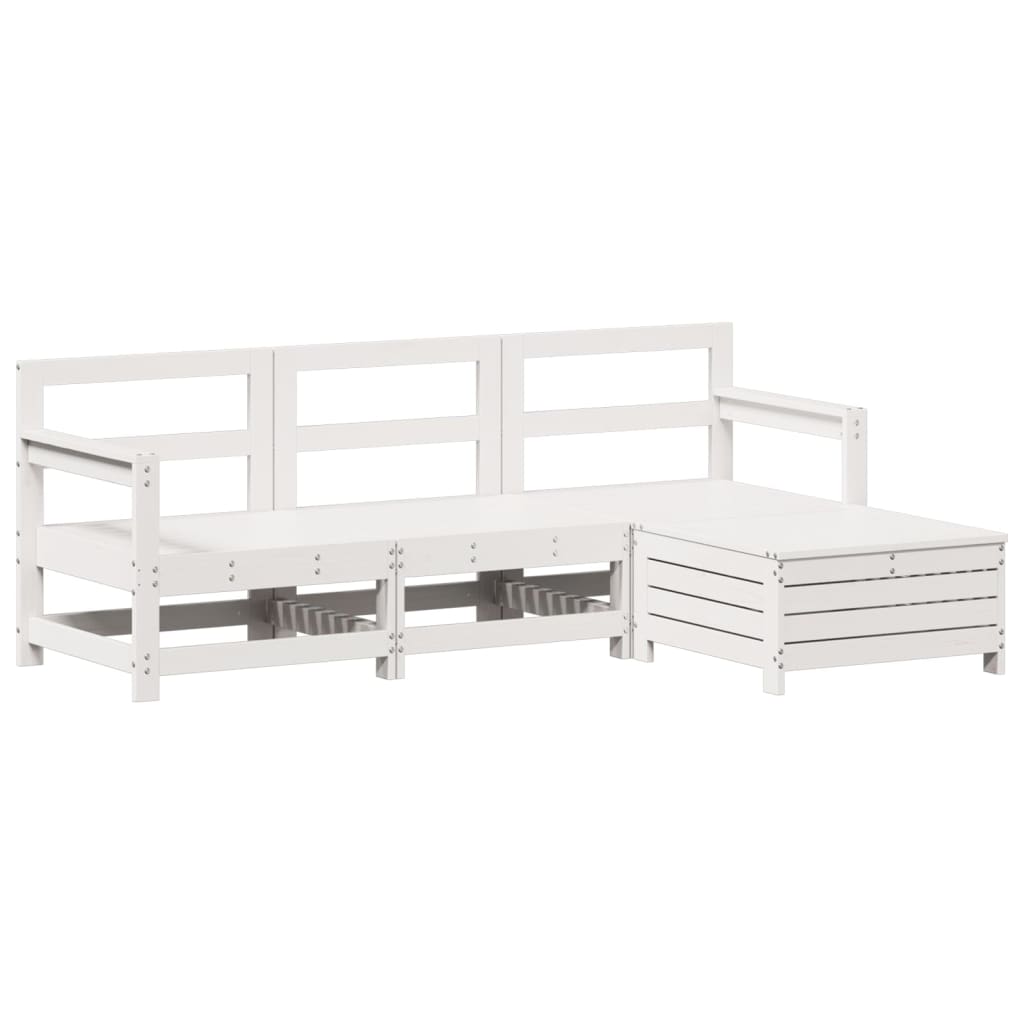 vidaXL 4-tlg. Garten-Sofagarnitur Weiß Massivholz Kiefer