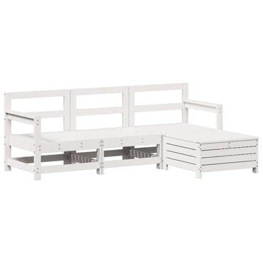 vidaXL 4-tlg. Garten-Sofagarnitur Weiß Massivholz Kiefer