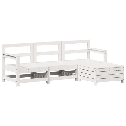 vidaXL 4-tlg. Garten-Sofagarnitur Weiß Massivholz Kiefer