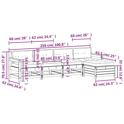 vidaXL 5-tlg. Garten-Lounge-Set mit Kissen Weiß Massivholz Kiefer