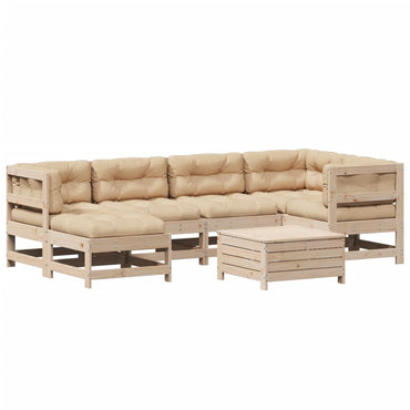 vidaXL 7-tlg. Garten-Lounge-Set mit Kissen Massivholz Kiefer