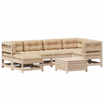 vidaXL 7-tlg. Garten-Lounge-Set mit Kissen Massivholz Kiefer