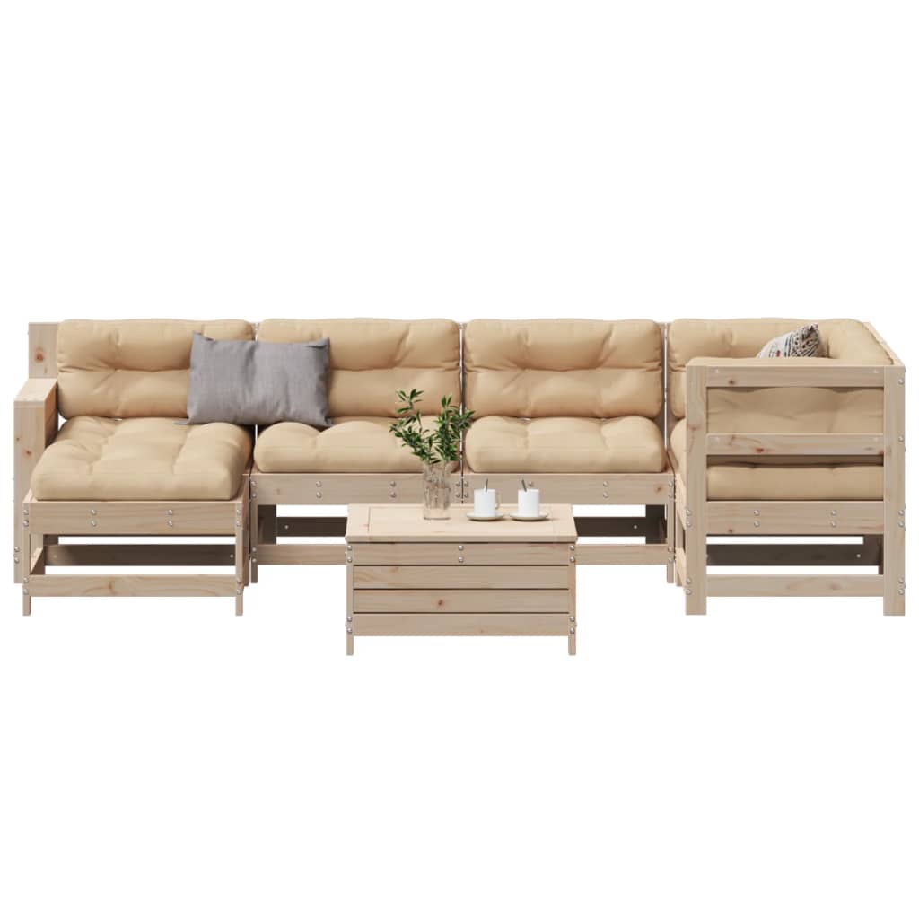 vidaXL 7-tlg. Garten-Lounge-Set mit Kissen Massivholz Kiefer