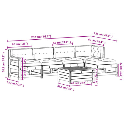 vidaXL 6-tlg. Garten-Lounge-Set mit Kissen Massivholz Kiefer
