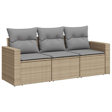 vidaXL Salon de jardin 3 pcs avec coussins Beige Résine tressée