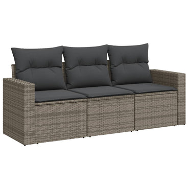 vidaXL Salon de jardin 3 pcs avec coussins Gris Résine tressée