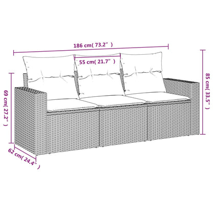 vidaXL Salon de jardin 3 pcs avec coussins Gris Résine tressée