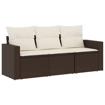 vidaXL Ensemble de canapés de jardin 3 pcs avec coussins résine tressée marron
