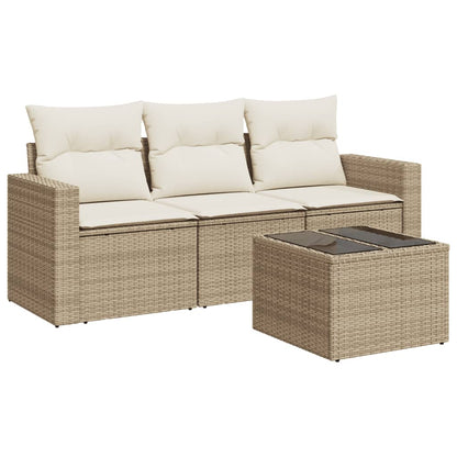 vidaXL Ensemble de canapés de jardin 4 pcs avec coussins en résine tressée beige