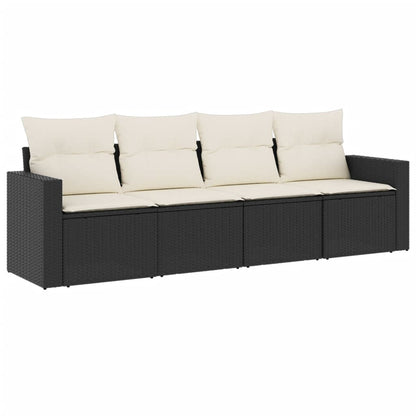 vidaXL Ensemble de canapés de jardin 4 pcs avec coussins résine tressée noir