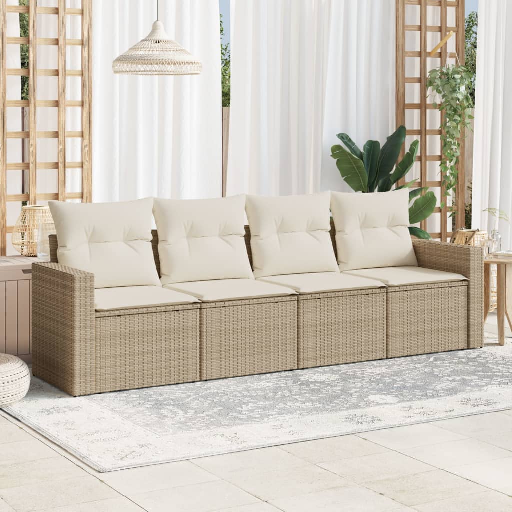vidaXL Ensemble de canapés de jardin 4 pcs avec coussins en résine tressée beige