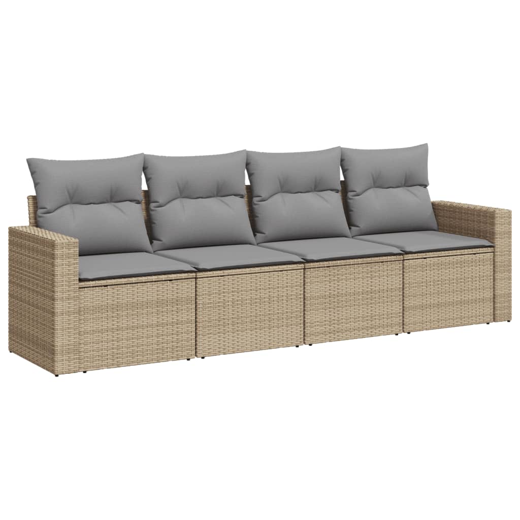 vidaXL Ensemble de canapés de jardin 4 pcs avec coussins en résine tressée beige