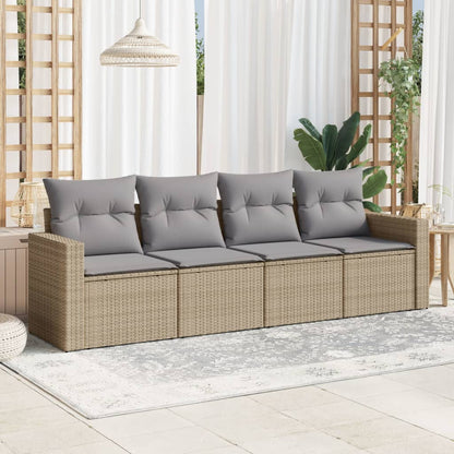 vidaXL Ensemble de canapés de jardin 4 pcs avec coussins en résine tressée beige