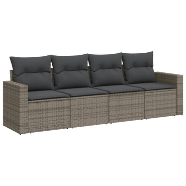 vidaXL Salon de jardin 4 pcs avec coussins Gris Résine tressée