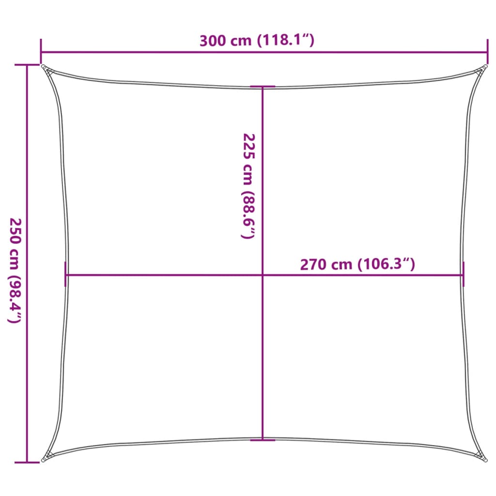 vidaXL Sonnensegel 160 g/m² Rechteckig Hellgrau 2,5x3 m HDPE