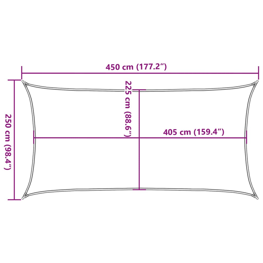vidaXL Sonnensegel 160 g/m² Rechteckig Hellgrau 2,5x4,5 m HDPE
