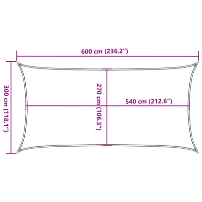 vidaXL Sonnensegel 160 g/m² Rechteckig Hellgrau 3x6 m HDPE