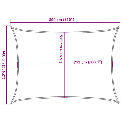 vidaXL Sonnensegel 160 g/m² Rechteckig Hellgrau 6x8 m HDPE