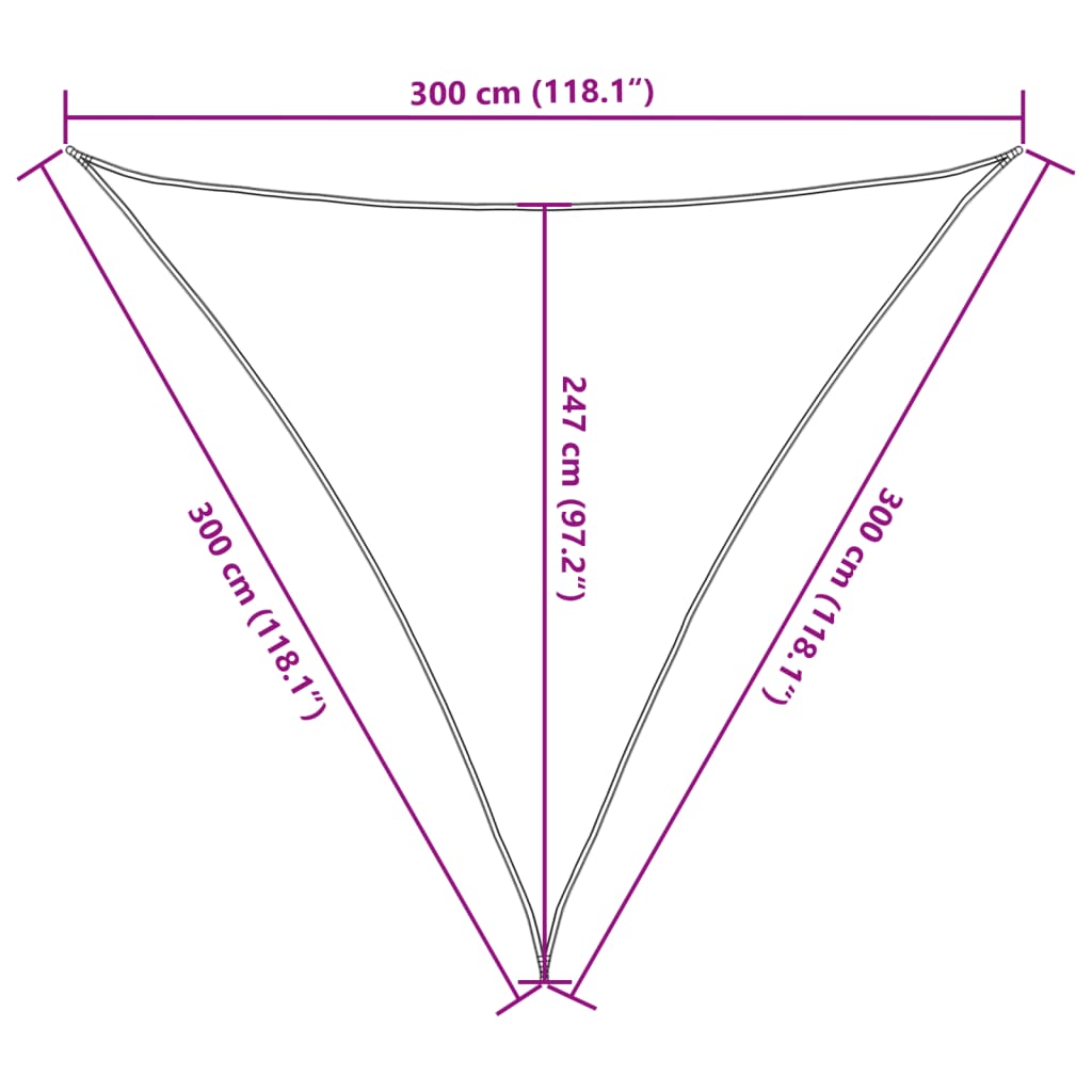 vidaXL Sonnensegel 160 g/m² Dreieckig Hellgrau 3x3x3 m HDPE