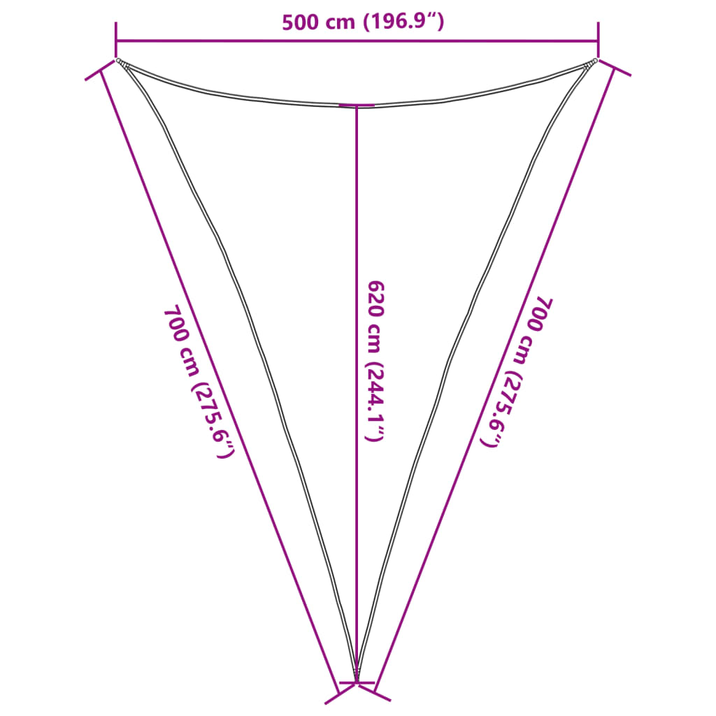 vidaXL Sonnensegel 160 g/m² Dreieckig Hellgrau 5x7x7 m HDPE