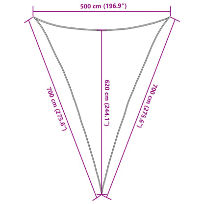 vidaXL Sonnensegel 160 g/m² Dreieckig Hellgrau 5x7x7 m HDPE
