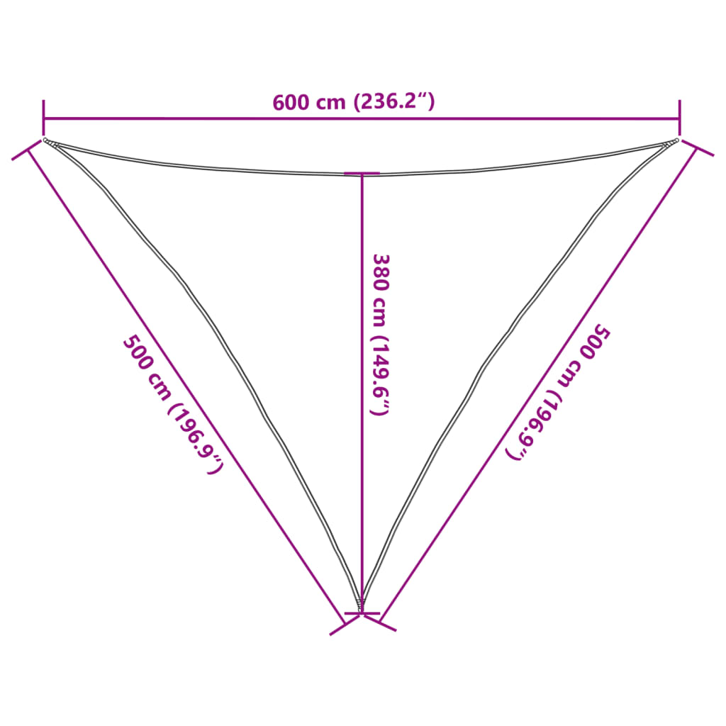 vidaXL Sonnensegel 160 g/m² Dreieckig Hellgrau 5x5x6 m HDPE