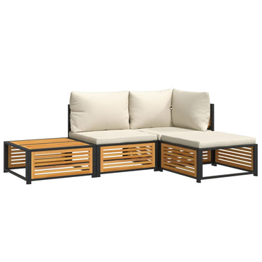 vidaXL 4-tlg. Garten-Sofagarnitur mit Kissen Massivholz Akazie