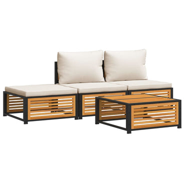 vidaXL 4-tlg. Garten-Sofagarnitur mit Kissen Massivholz Akazie