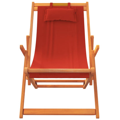 vidaXL Chaises de plage pliantes 2 pcs Rouge Tissu