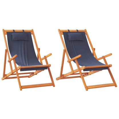 vidaXL Chaises de plage pliables 2 pcs Tissu bleu