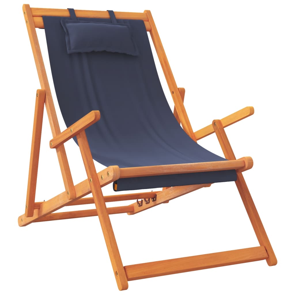 vidaXL Chaises de plage pliables 2 pcs Tissu bleu