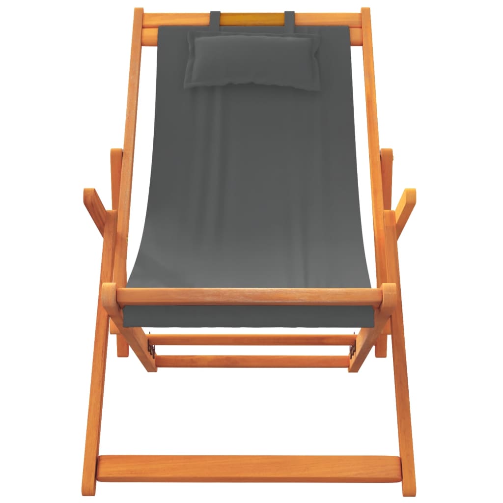 vidaXL Chaises de plage 2 pcs Pliables Gris Tissu