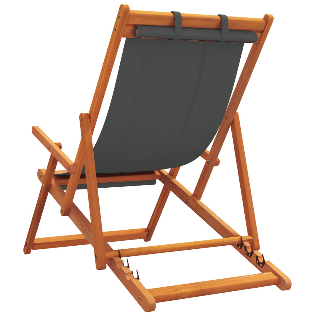 vidaXL Chaises de plage 2 pcs Pliables Gris Tissu