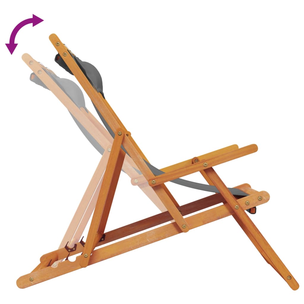 vidaXL Chaises de plage 2 pcs Pliables Gris Tissu