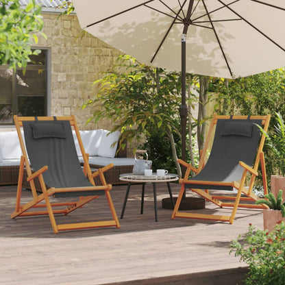 vidaXL Chaises de plage 2 pcs Pliables Gris Tissu