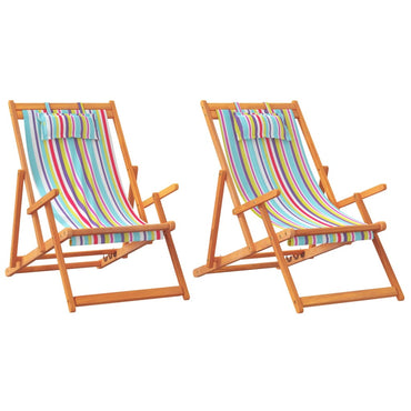 vidaXL Chaises de plage pliables 2 pcs Tissu multicolore