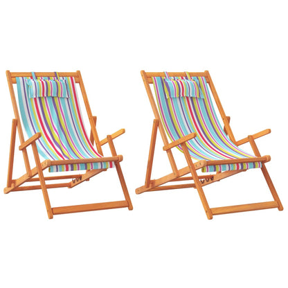 vidaXL Chaises de plage pliables 2 pcs Tissu multicolore