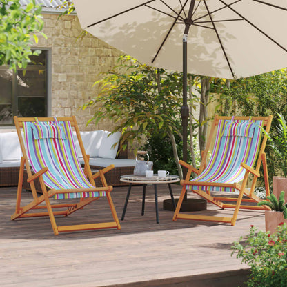 vidaXL Chaises de plage pliables 2 pcs Tissu multicolore