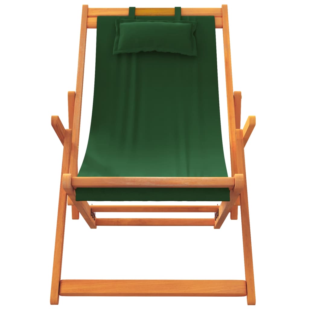 vidaXL Chaises de plage pliables 2 pcs Vert Tissu